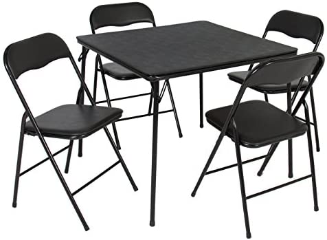 Best Choice Products 5-Piece Home Multipurpose Dining Set w/Folding Table and Chairs - Black
